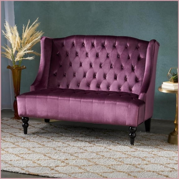 Modern Glam Velvet Loveseat – 50.25” W for Living Room/Bedroom | Tight Back | Flared Arms