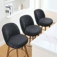 thumbnail image 5 of WOOW DEPOT 26" Swivel Chenille Bar Stools Set of 2, w/ 3.9" Thick Large Seat & Mid-Back & Wood Legs, Upholstered Fabric Modern Island Counter Barstools Armless Kitchen Pub Chair, Charcoal Gray, 5 of 14