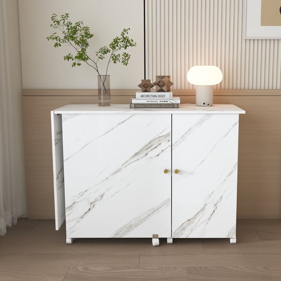 CQSXDA 57.5 Inch Foldable Sewing Machine Table with Locking Casters and Adjustable Design for Home Bedroom Craft Room