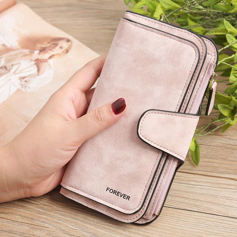 Kentiuttd Brand Wallet Women Lady Purses Scrub Leather High Quality Ladies Clutch Wallet Long Female Wallet Black