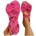 thumbnail image 6 of Miluxas Women's Ankle Strap Bow Sandals Criss Cross Open Toe Bowknot Dressy Beach Flat Sandals Hot Pink 8.5(41), 6 of 6