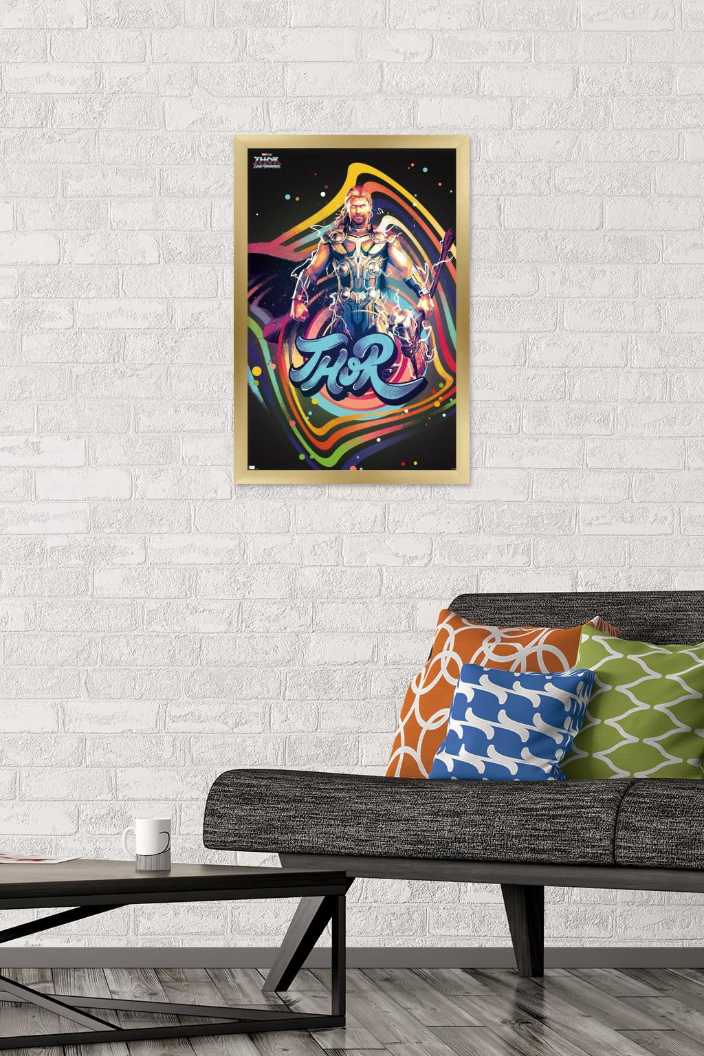 Marvel Thor: Love and Thunder - Squares Wall Poster, 14.725" x 22.375" Framed