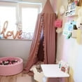 thumbnail image 3 of Bed Canopy with Frills Reading Nook Game Tent for Kids Boho Hanging Net Play Room Decor(Dusty Rose), 3 of 14