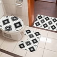 thumbnail image 5 of Bohemian Black Bathroom Rugs Set Gray Aztec Ethnic Style Geometric Country Non Slip Absorbent Soft Bath Mats 3 Piece Set with Bathroom Rug, U-Shaped Floor Mat, Toilet Seat Cover Large Size, 5 of 9