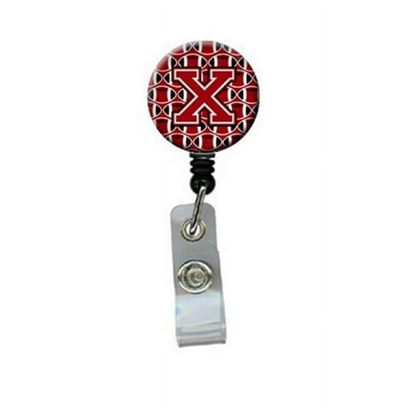 Carolines Treasures CJ1073-XBR Letter X Football Red, Black & White Retractable Badge Reel