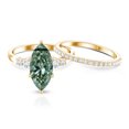 thumbnail image 5 of Rosec Jewels 3 Carat Lab Grown Green Diamond Marquise Engagement Ring with Band - IGI Certified - VS1 Grade Diamond Wedding Ring Set, 14K Yellow Gold, US 8.00, 5 of 9