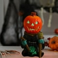 thumbnail image 5 of YIKA Halloween Decoration Halloween LED Lights Pumpkin Riders Tabletop Ornament Decoration Glowing Small Pumpkin Head Ghost Resin Yard Decoration Halloween Ornaments, 5 of 6