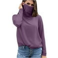thumbnail image 3 of BiZtdJrK Womens Sun Protection Going Out Shirts with Face Mask Summer Breathable Long Sleeve Sunshirt Rash Guard Beach Tops Purple XXL Spring Savings, 3 of 7