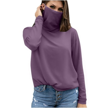 successthop Sun Shirts for Women Long Sleeve UV Protection with Face Cover Long Sleeve Solid Jacket for Outdoor Driving Traveling Hiking Fishing Purple XL