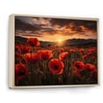 thumbnail image 2 of Designart "Poppies landscape With Sunset" Floral Floater Framed Wall Decor, 2 of 7