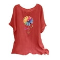 thumbnail image 2 of Linen Tops for Women Trendy Summer Blouses for Women Dressy Casual Women's Short Sleeve Shirt T Shirts for Women Cotton Soft Printed Tees for Women Tshirts Shirts for Women Plus Size Bulk My Items, 2 of 5