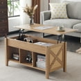 thumbnail image 4 of Ktaxon Mid-Century Lift Top Coffee Table, Multi-Functional Lift Tabletop Center Table for Living Room with Hidden Storage Compartment & 3 Cube Shelves, Walnut, 4 of 9