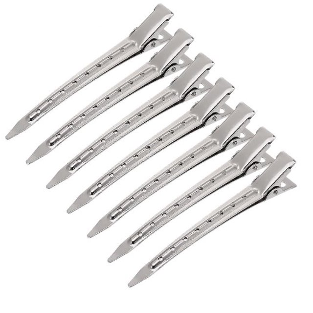10 pinzas para el pelo de pico de pato, pinza de pelo rizado de cocodrilo de Metal con clip para cortar agujeros, para peluquerías