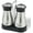 SILVER 1 SET, variant on BYXAS Stainless Steel Salt and Pepper Shakers Set with Holder, Refillable, Clear Glass Bottoms, Screw-Off Perforated "S" and "P" Caps for Kitchen Table Decor Set of 2 (Black)