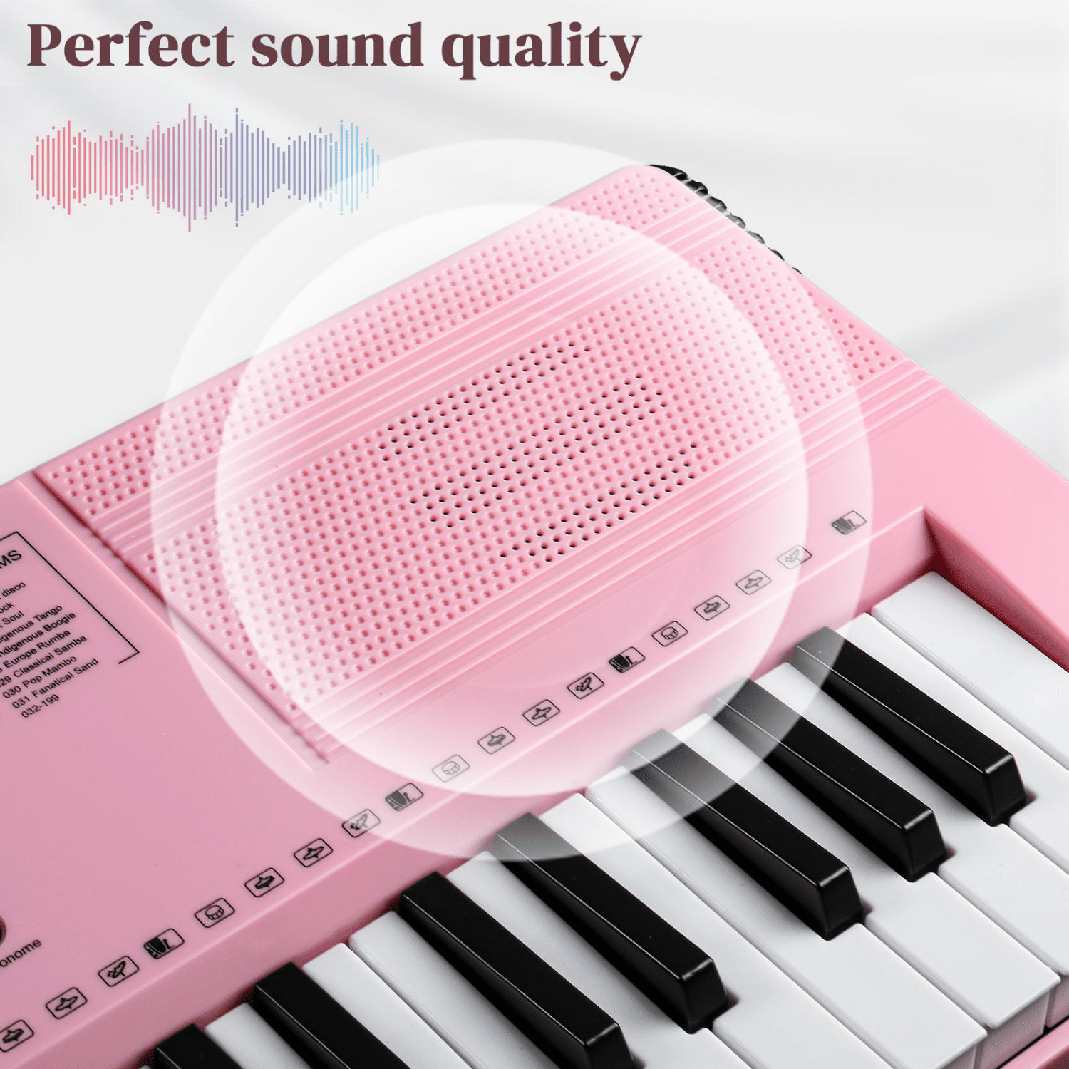 Hassch 61 Key Electric Keyboard Piano, Portable Beginner Keyboard with Stand, Bench, Headphone, Microphone, Built In Speakers, Music Rest, LED Screen, 3 Teaching Modes, Pink