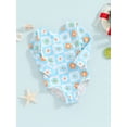 thumbnail image 2 of Bagilaanoe Toddler Baby Girl One-Piece Swimsuit Flower Print Long Sleeve Rashguard Swimwear 6M 12M 18M 24M 3T 4T Kids Backless Bathing Suit, 2 of 8