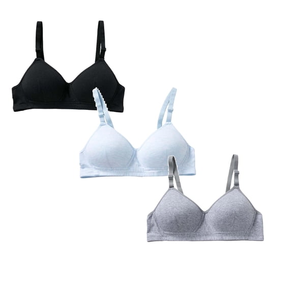 XEGLSBU 3 Pack Girls Underwear Sports Bra Non Padded Wirefree Bralette Comfortable Seamless Bras Daily Wear Soft Breathable Support Size14-15 Years