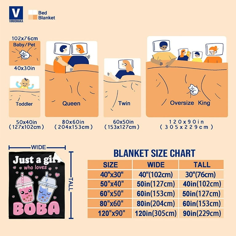 Boba Blanket Plush Fleece Throw Just A Girl Who Loves Boba Kawaii