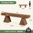 thumbnail image 2 of 63" Solid Wood Rustic Bench, Farmhouse Dining Bench with Triangle Base, Long Entryway Bench for Dining Room, Bedroom, Hallway, Kitchen, 2 of 10