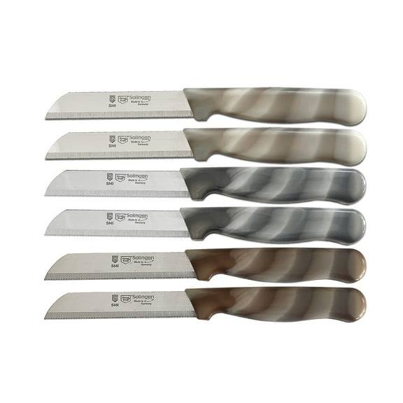 SMI Paring Knife Set, 6 Pcs Serrated Edge Kitchen Knives, 8.5 cm, Solingen Germany