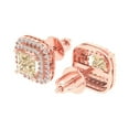 thumbnail image 2 of 1.96 ct Screw-Back Stud Earrings for Women | 5mm Princess Cut Natural Morganite | 18K Rose Gold, 2 of 5