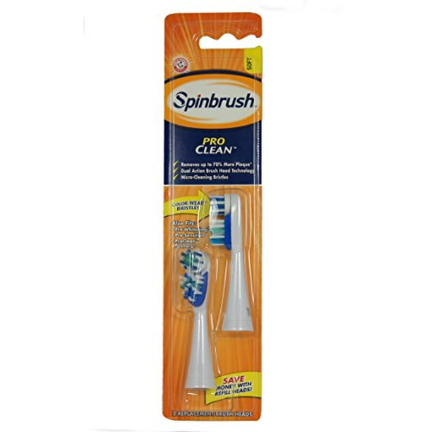 2 Pack Arm & Hammer Spinbrush Pro Clean Replacement Brush Heads Soft