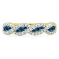 thumbnail image 2 of 0.35 Carat (ctw) 14K Yellow Gold Round Blue & White Diamond Ladies Bridal Stackable Anniversary Wedding Band Swirl Ring, 2 of 4