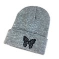 thumbnail image 2 of D-GROEE Knitted Winter Beanies Butterflies Embroidery Harajuku Style Acrylic Fiber Warm Skull Cap Cuff Watch Hat for Men or Women, 2 of 8