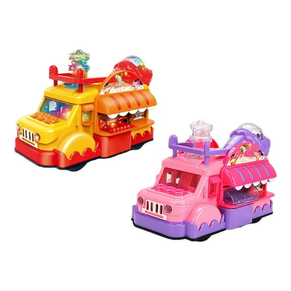 Cute Ice Cream Truck Electric Universal Food Truck Toy Music LED Lighting Children Toy Boys Girls Christmas Gifts