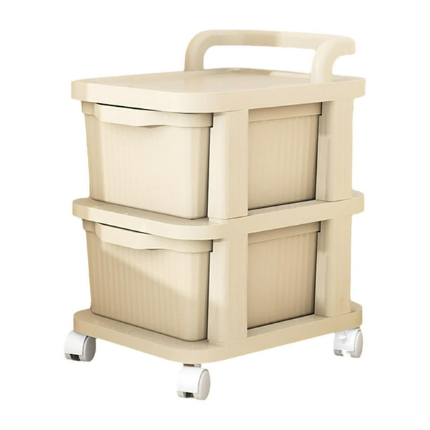 Carrito de almacenamiento con cajones y ruedas giratorias de 360 degree para dormitorio 2 capas