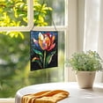 thumbnail image 3 of Tulip Flower Stained Glass Panel Suncatcher Square Window Hanging, 8 Inch Real Glass Decorative Art Sun Catcher for Home, Gift, and Garden Decor 78OR3, 3 of 6