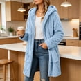 thumbnail image 6 of Kezqiaxn Womens Winter Coats Fleece Long Sleeve Thick Casual Jacket Warm Outerwear with Pockets Zip up Hoodie Plus Size Blue M, 6 of 6