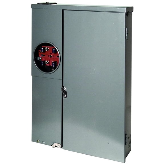 Square D Homeline 200 Amp 8-Space 16-Circuit Outdoor Meter Main Breaker Load Center - Gray