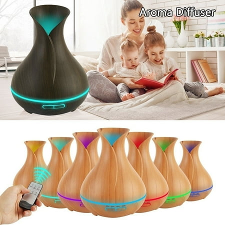 550ml Ultrasonic Humidifier Aromatherapy Remote Control Oil Diffuser Cool Mist with 7 Color LED Lights Essential Oil