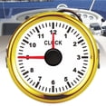 thumbnail image 4 of Instrumento de calibre de reloj universal de 2 pulgadas, 0 a 12 horas, luz trasera roja, 12 V/24 V, para coche, barco, yate, motocicleta, esfera blanca, marco dorado Jadeshay  A, 4 of 9