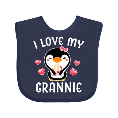 

Inktastic I Love My Grannie with Cute Penguin and Hearts Gift Baby Girl Bib