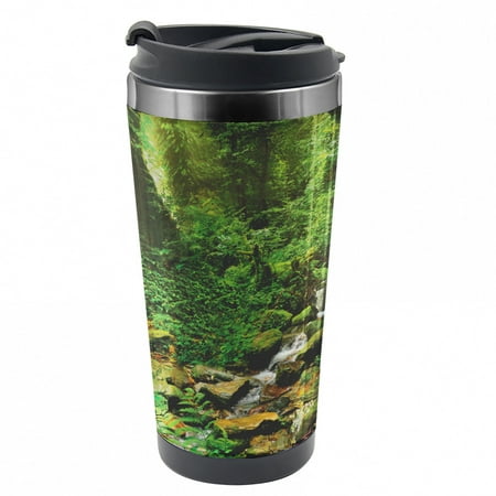 

Landscape Travel Mug Rainforest Trees Nepal Steel Thermal Cup 16 oz by Ambesonne