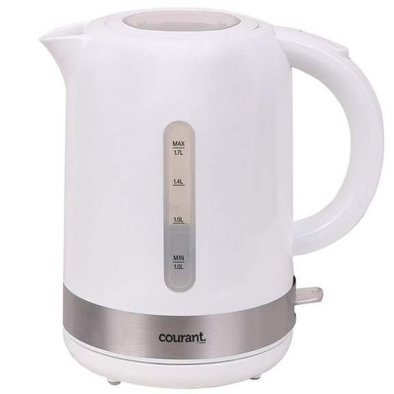 Courant Cordless Electric Kettle, Removable Filter, Auto Shutoff - White
