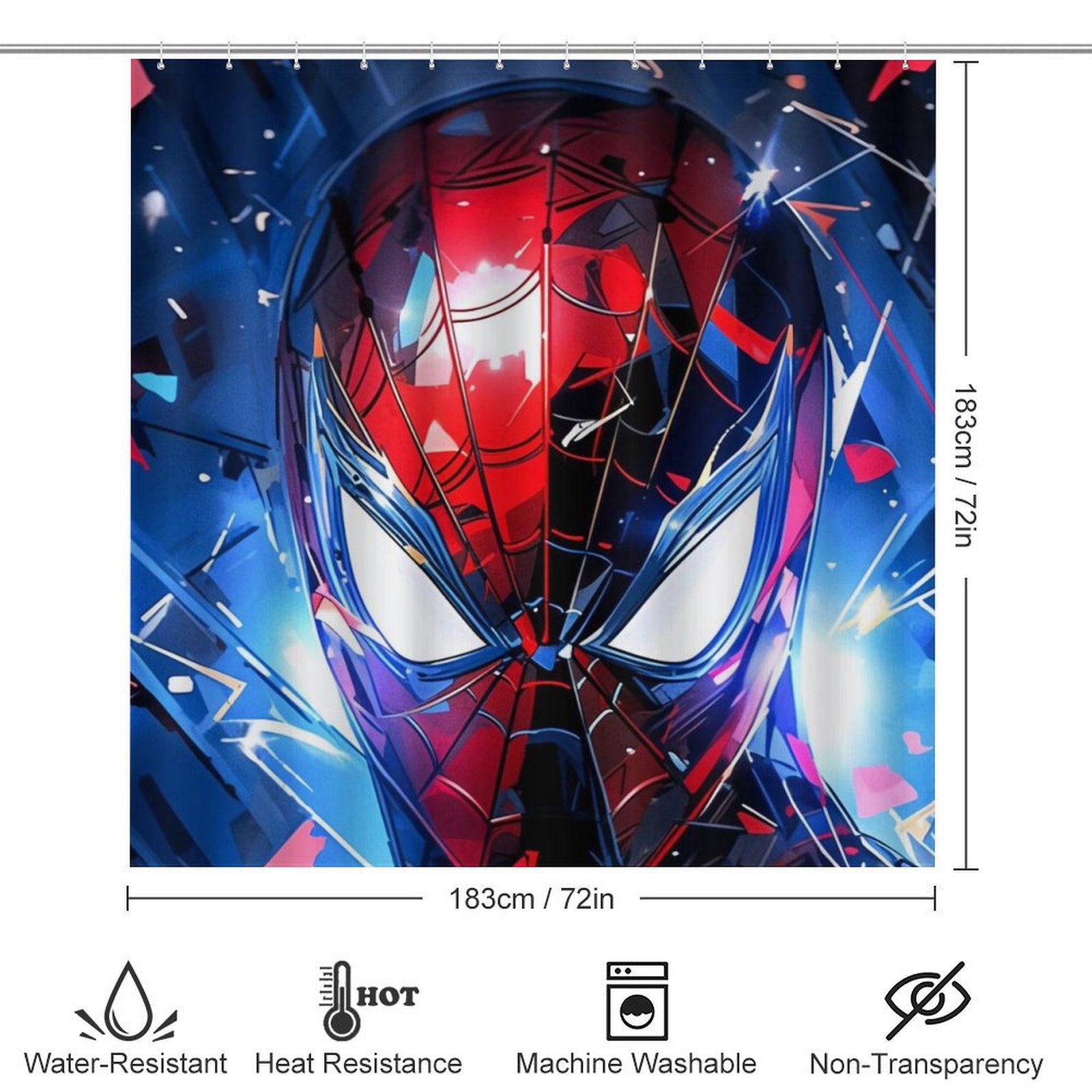 Spider Print 4PCS Shower Curtain Bathroom Set with Rugs, Toilet Lid Cover And Bath Mat, Shower Curtain with 12 Hooks, Durable Bathroom Decor Set