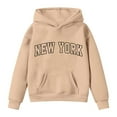 thumbnail image 3 of SonxaHe Big Girl's Hooded Sweatshirts Long Sleeve Letter Prints Comfy Loose Casual Autumn Hoodies Beige,Sized 11-12, 3 of 3