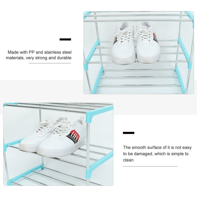 NewHome 9-Tier Shoe Rack Vertical Shoe Organizer Free Standing Storage Shelf in Blue