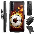 thumbnail image 1 of Compatible with TCL 30 XE Hybrid Luxguard Holster Phone Case Cover (Flaming Soccer Ball), 1 of 1