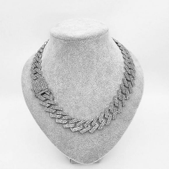 Collares de cadena cubana de plata y oro con eslabones cubanos para hombre, joyería de hip hop con diamantes brillantes de Miami para mujer.