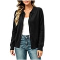 thumbnail image 2 of ClodeEU Women's Collared Long Sleeve Button Down Knit Cardigan,Lightweight Sweater Jacket Black,Women's Plus XXL, 2 of 7