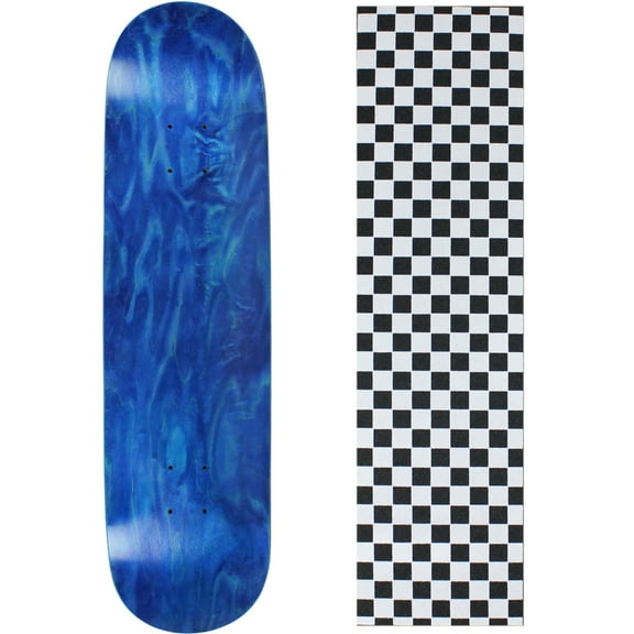 BLANK SKATEBOARD DECK - STAINED BLUE - 8.5" Checker White Grip