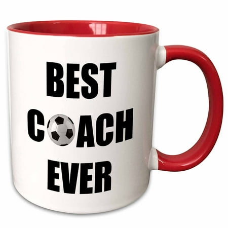 3dRose Best Soccer Coach Ever - Two Tone Red Mug,