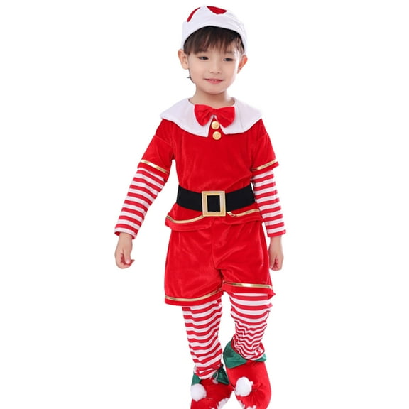 Yuncity Boys Christmas Outfit Girls Xmas Santa Warm Outwear 5Pc Clothes Set Red 18-24 Months