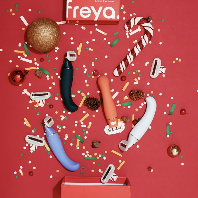 Freya Vee Razor + Vibe 2-in-1 Starter Kit, 2 blades refills. Safely  designed vibrator handle personal messager, 6 modes, Body-safe silicone  curved. IP7 Water resistant. Quiet & Discreet for travel