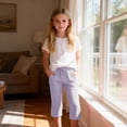 thumbnail image 5 of XXWXYD Girls Capr𝗂 Pants Gingha𝗆 Straight Leg Drawstring Elastic High Waist Casual Cropped Pant Loose Fit Summer Outfit Teen Kids Girls Summer Lightweight Cargo Shorts 4-14 Years, 5 of 8
