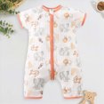 thumbnail image 2 of KPOPLK Baby Boy Outfit Clothes Newborn Romper One Piece Fashion Embroidery Striped Collared Bodysuit Infant Clothes(9-12 Months,Orange), 2 of 8